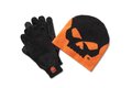 Set rukavic s čepicí BEANIE/GLOVES SET-KNIT,ORANGE/BLACK