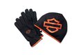 Set rukavic s čepicí BEANIE/GLOVES SET-KNIT,BLK/ORANGE