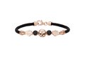 Dámský náramek Rose Gold Skull and stone leather bracelet