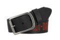 Pánský opasek - Leather Belt ORANGE/BLACK