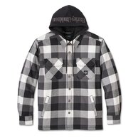 SHIRT JACKET-WOVEN,BLACK PLAID