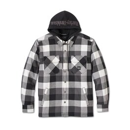 SHIRT JACKET-WOVEN,BLACK PLAID