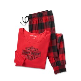 PAJAMA SET-KNIT,RED/BLAC