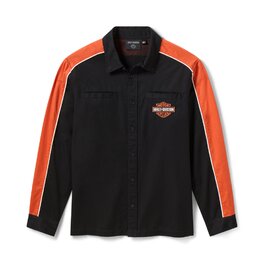 Pánská košile - SHIRT-WOVEN,BLACK/ORANGE