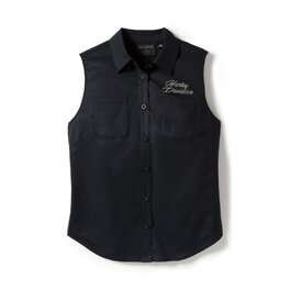 Dámská košilová vesta TANK-WOVEN,BLACK