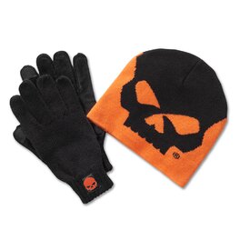 Set rukavic s čepicí BEANIE/GLOVES SET-KNIT,ORANGE/BLACK