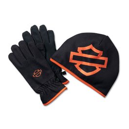 Set rukavic s čepicí BEANIE/GLOVES SET-KNIT,BLK/ORANGE