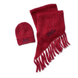 HAT/SCARF SET-KNIT,RED