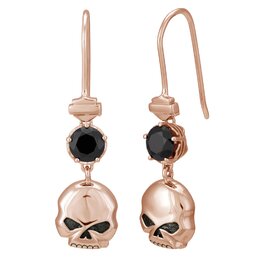 Dámské náušnice Rose Gold skull earrings