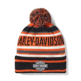 BEANIE-KNIT,ORANGE/BLA