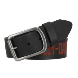 Pánský opasek - Leather Belt ORANGE/BLACK