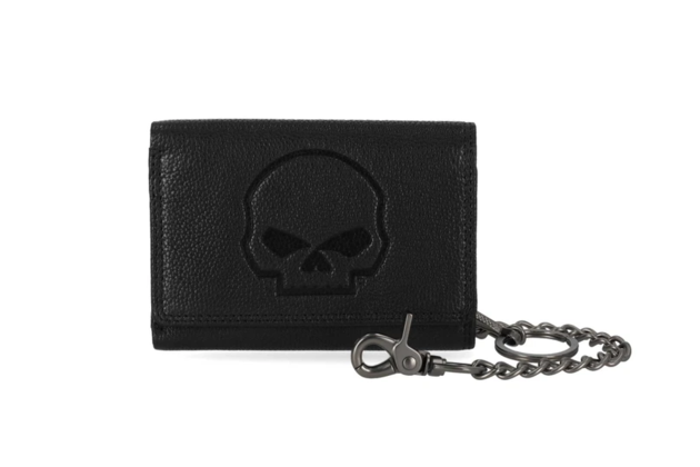 Pánská peněženka Skull Embossed Medium Biker Chain Leather