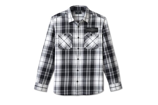 Pánská košile SHIRT-WOVEN,BLACK/OFF WHITE PLAID