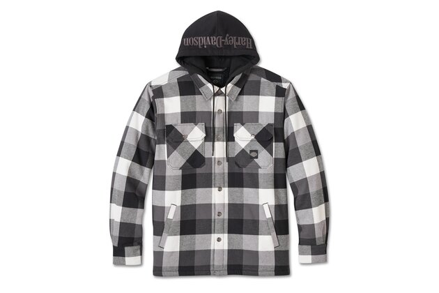 SHIRT JACKET-WOVEN,BLACK PLAID