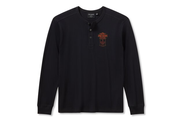 Pánské tričko - HENLEY-KNIT,BLACK