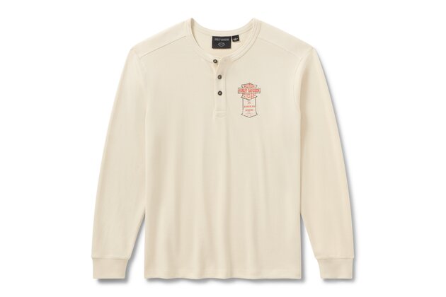 Pánské tričko - HENLEY-KNIT,OFF WHITE