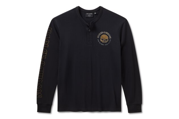 Pánské tričko - HENLEY-KNIT,BLACK