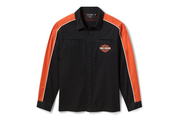Pánská košile - SHIRT-WOVEN,BLACK/ORANGE