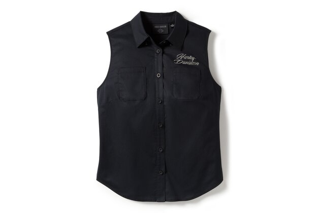 Dámská košilová vesta TANK-WOVEN,BLACK