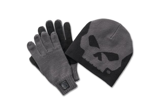 Set rukavic s čepicí BEANIE/GLOVES SET-KNIT,GREY/BLACK