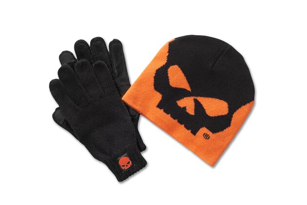 Set rukavic s čepicí BEANIE/GLOVES SET-KNIT,ORANGE/BLACK