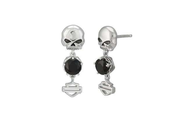 Dámská náušnice Silver skull and stone earrings