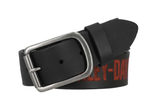 Pánský opasek - Leather Belt ORANGE/BLACK